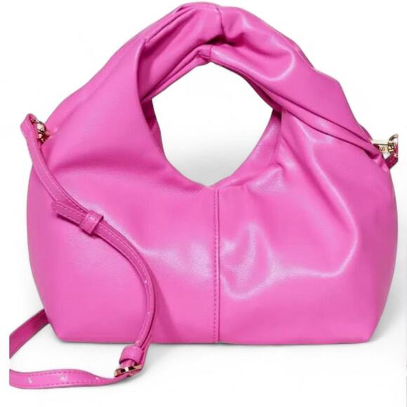 Barbie Pink Faux Leather Hobo Mini Bag Detachable Strap Two Way Crossbody Preppy - Picture 4 of 8